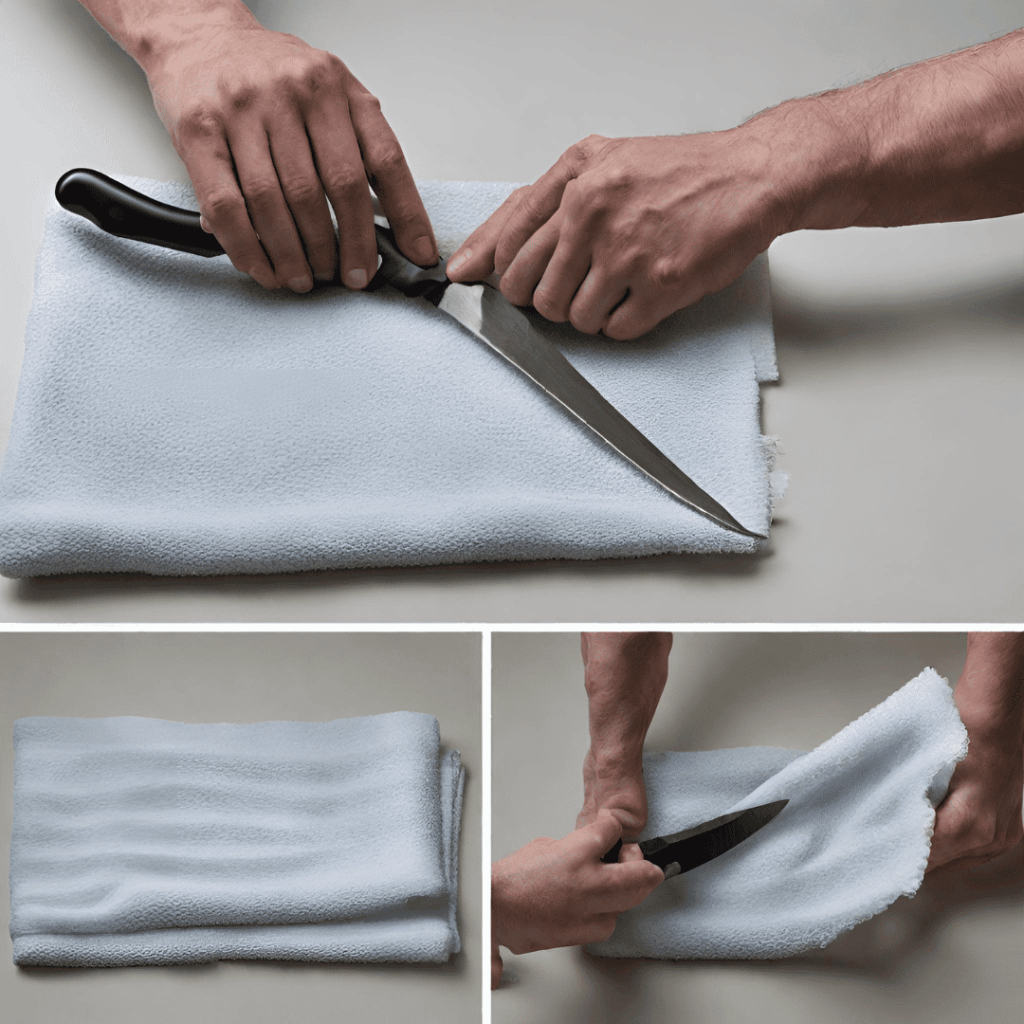 drying knife with towel 